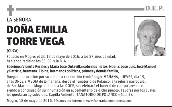 Doña Emilia Torre Vega
