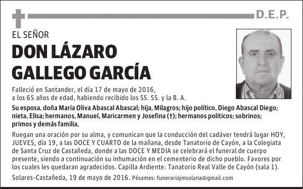 DON LÁZARO GALLEGO GARCÍA