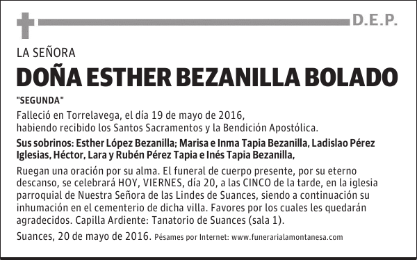 Doña Esther Bezanilla Bolado