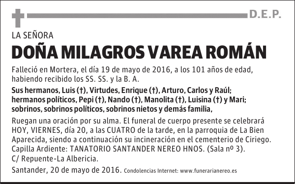 DOÑA MILAGROS VAREA ROMAN