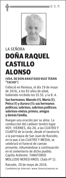 DOÑA RAQUEL CASTILLO ALONSO