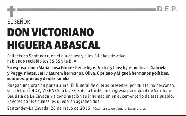 DON VICTORIANO HIGUERA ABASCAL