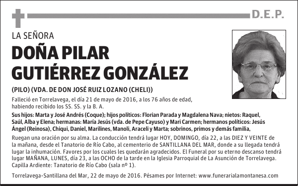 DOÑA PILAR GUTIÉRREZ GONZÁLEZ
