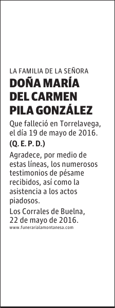 DOÑA MARÍA DEL CARMEN PILA GONZÁLEZ