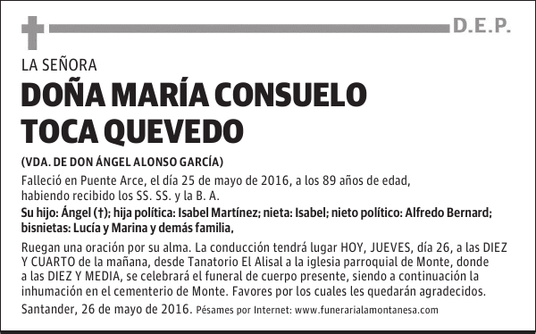 Doña María Consuelo Toca Quevedo