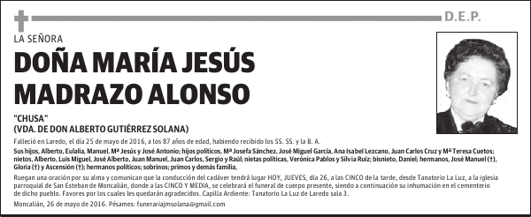 DOÑA MARÍA JESÚS MADRAZO ALONSO