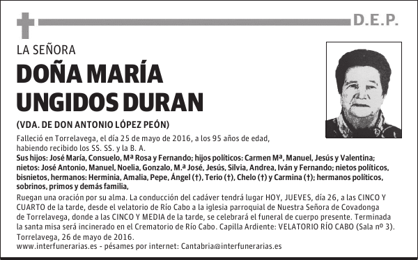 Dª. MARÍA UNGIDOS DURAN