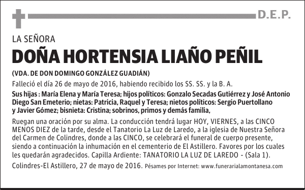 Doña Hortensia Liaño Peñil