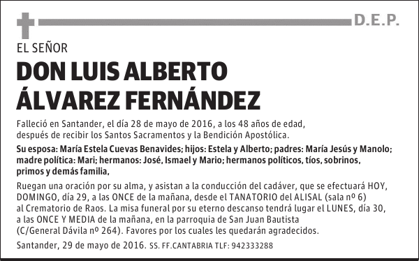 DON LUIS ALBERTO ALVAREZ FERNANDEZ