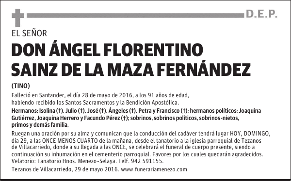 DON ANGEI FLORENTINO SAÍNZ DE LA MAZA