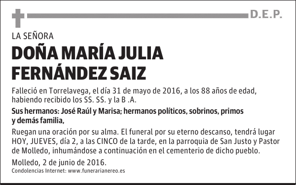 DOÑA MARÍA JULIA FERNÁNDEZ SAIZ