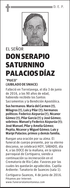 Don Serapio Saturnino Palacios Díaz
