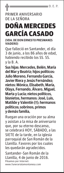 Doña Mercedes García Casado