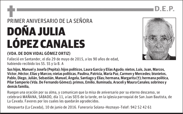 DOÑA JULIA LÓPEZ CANALES