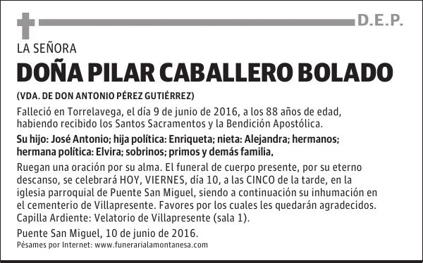 Doña Pilar Caballero Bolado