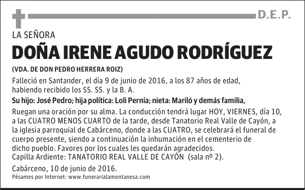 Doña Irene Agudo Rodríguez
