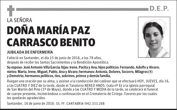 DOÑA MARÍA PAZ CARRASCO BENITO