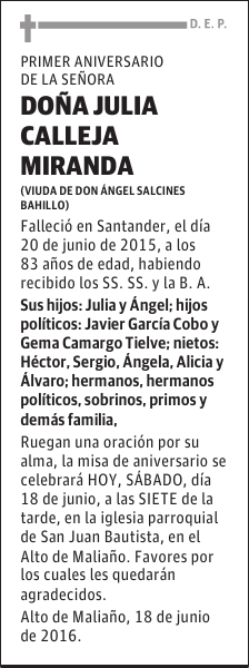 DOÑA JULIA CALLEJA MIRANDA