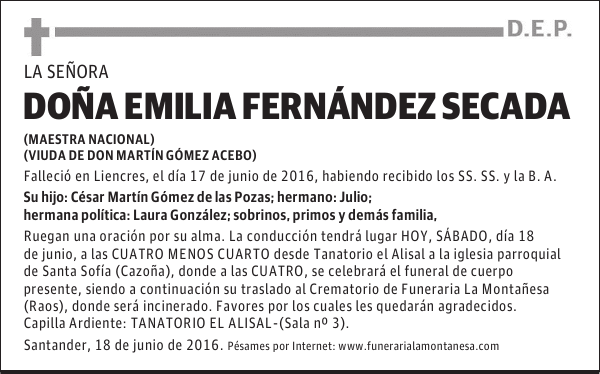 Doña Emilia Fernández Secada