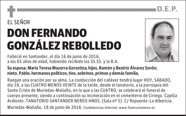 DON FERNANDO GONZALEZ REBOLLEDO