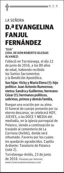 Doña Evangelina Fanjul Fernández