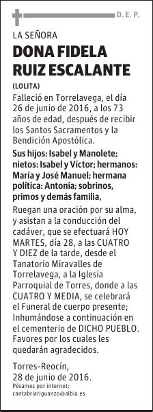 DONA FIDELA RUIZ ESCALANTE