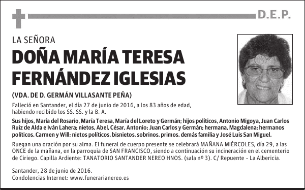DOÑA MARÍA TERESA FERNÁNDEZ IGLESIAS