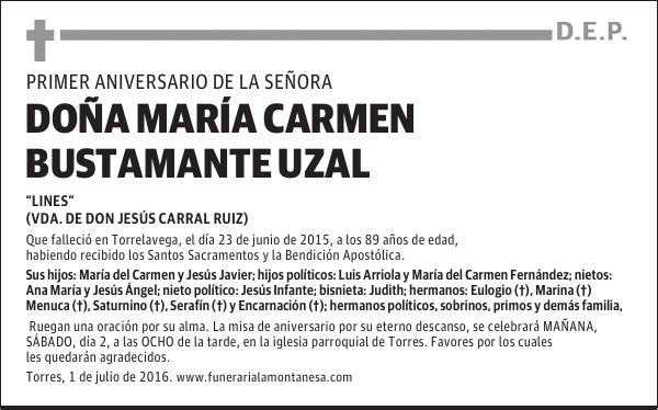 Doña María del Carmen Bustamante Uzal