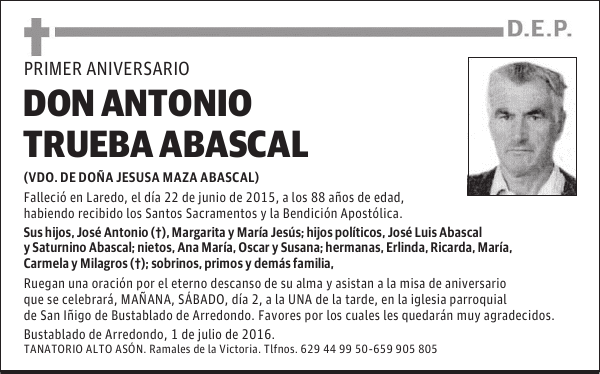 D. ANTONIO TRUEBA ABASCAL