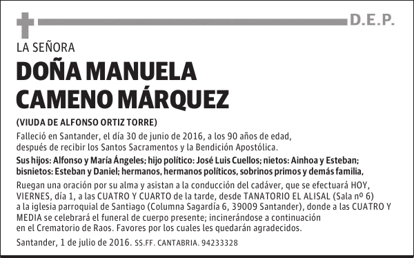 DOÑA MANUELA CAMENO MÁRQUEZ