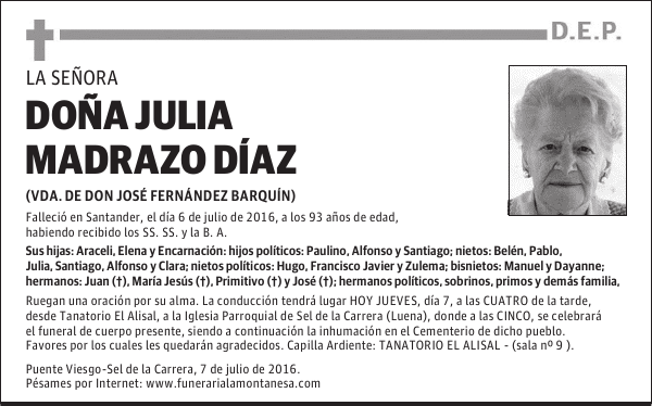 DOÑA JULIA MADRAZO DÍAZ