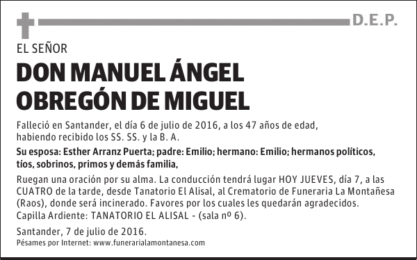 DON MANUEL ÁNGEL OBREGÓN DE MIGUEL