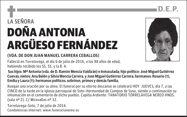 DOÑA ANTONIA ARGÜESO FERNÁNDEZ