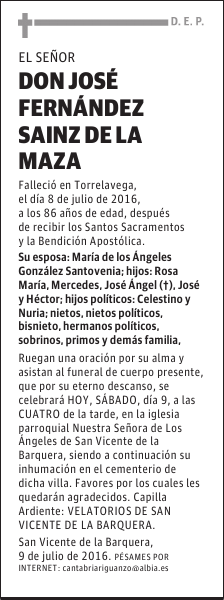 DON JOSÉ FERNANDEZ SAINZ DE LA MAZA