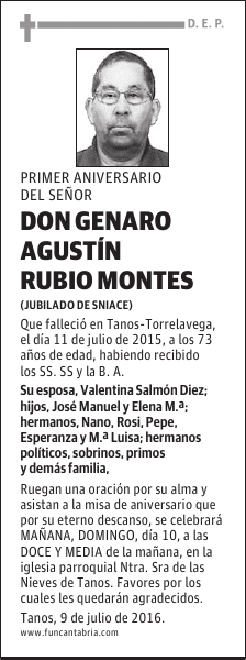 Don Genaro Agustín Rubio Montes