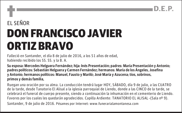 Don Francisco Javier Ortiz Bravo
