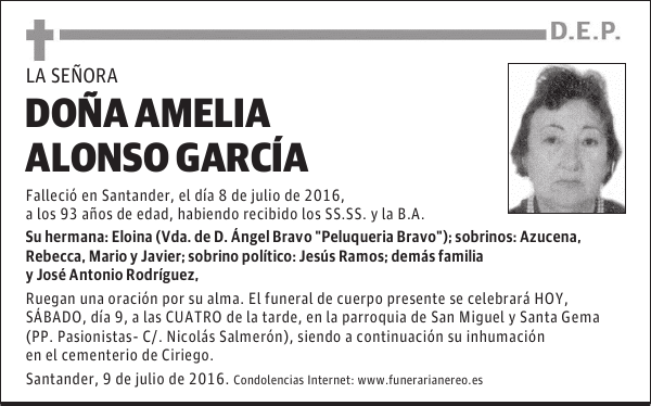 DOÑA AMELIA ALONSO GARCÍA