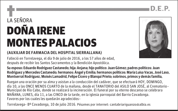 DOÑA IRENE MONTES PALACIOS