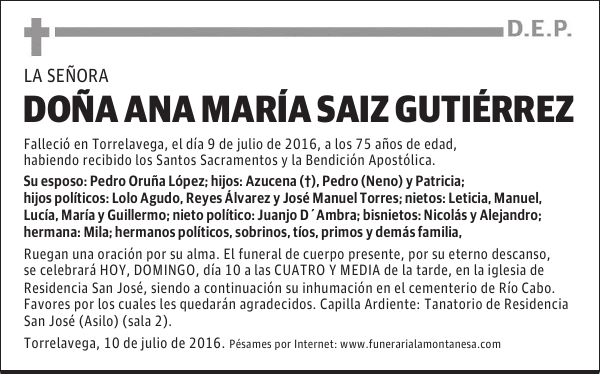 Doña Ana María Saiz Gutiérrez