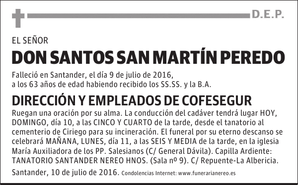 DON SANTOS SAN MARTIN PEREDO