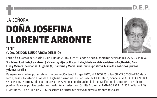 Doña Josefina LLorente Arronte