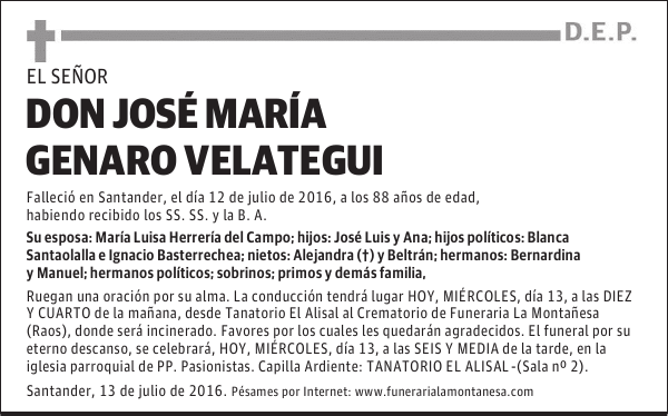 Don José María Genaro Velategui