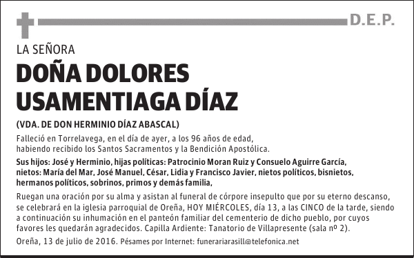 Doña Dolores Usamentiaga Díaz
