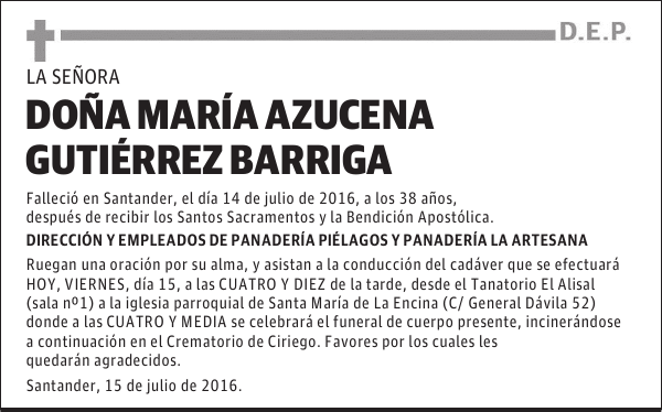 DOÑA MARÍA AZUCENA GUTIÉRREZ BARRIGA