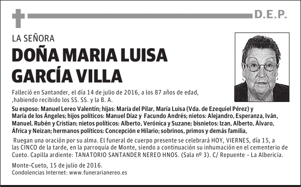 DOÑA MARIA LUISA GARCÍA VILLA