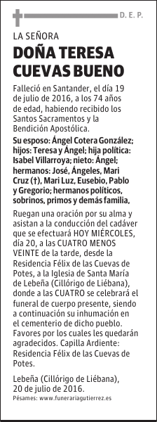 DOÑA TERESA CUEVAS BUENO
