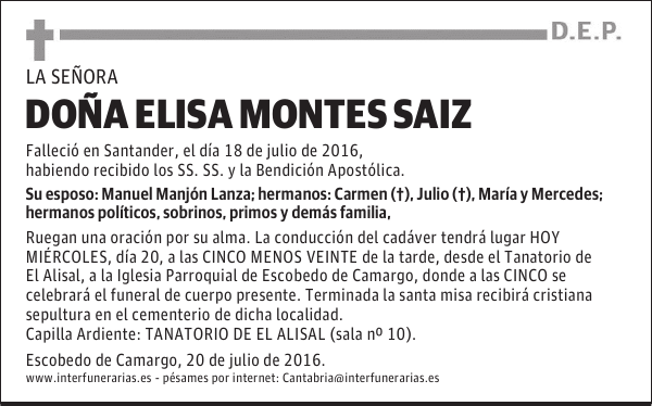 DOÑA ELISA MONTES SAIZ