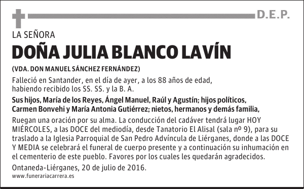 DOÑA JULIA BLANCO LAVÍN