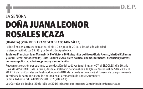 DOÑA JUANA LEONOR ROSALES ICAZA