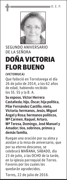 DOÑA VICTORIA FLOR BUENO